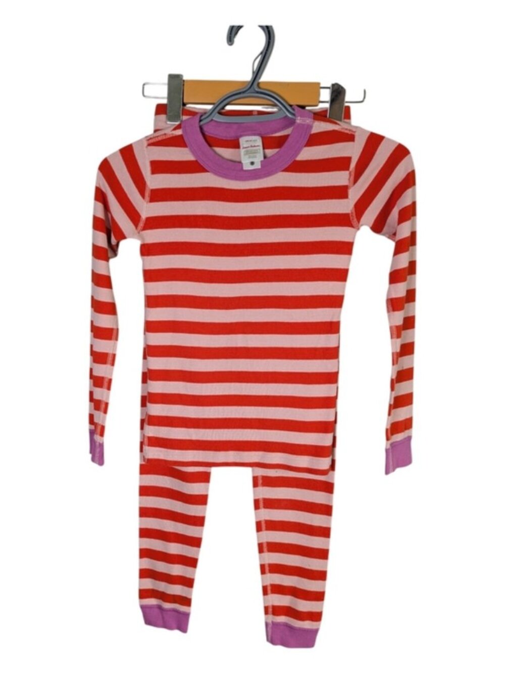 Hanna Andersson Striped Long John Pajama Set Positively Purple/Berry‎ Mix Size 8